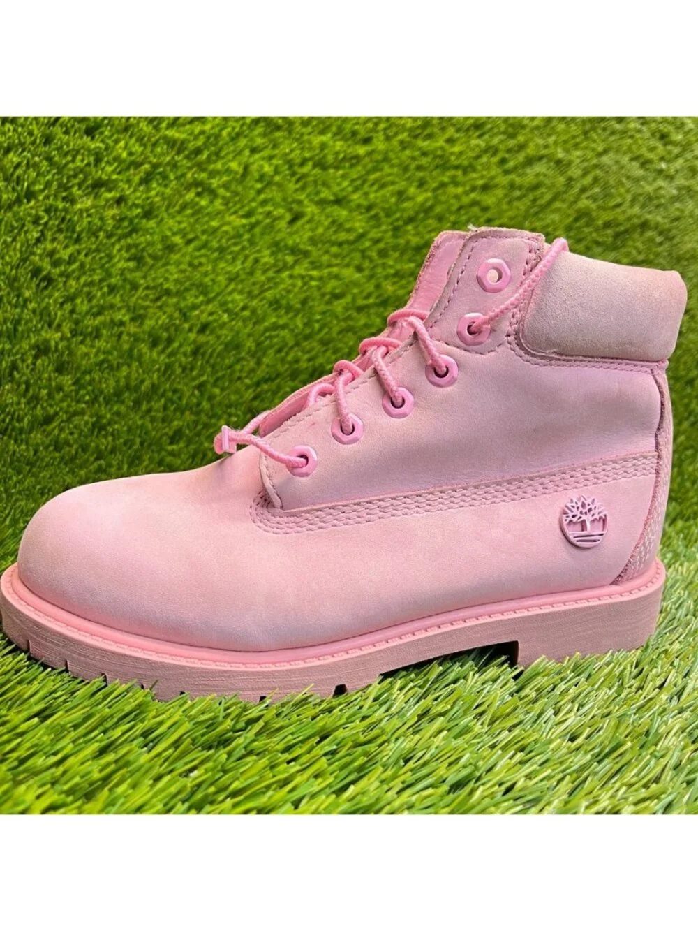 Timberland 6 Inch Premium Girls Size 2Y Pink Outdoor Waterproof Nubuck Boots